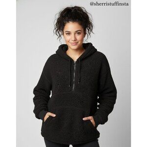 EXCELLENT Victorias Secret Pink Hooded Fleece Pullover 1/2 Zip Comfy Hoodie XL